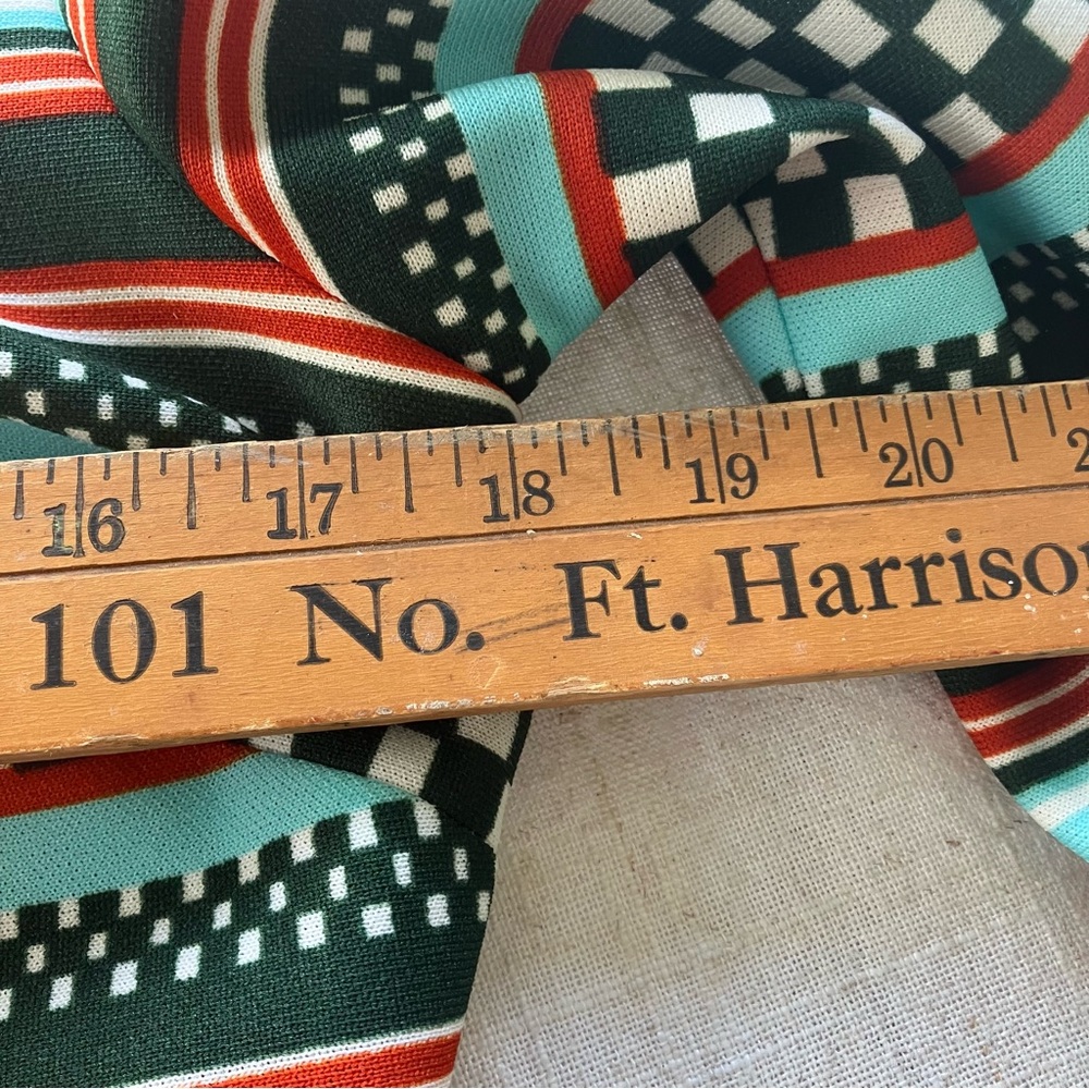 Vintage Mr Simon Striped Green and Red dress. Zip back and tie belt. - Picture 7 of 8
